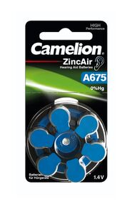CAMELION Zinc-Air 675 BL6 - Camelion zinc-air hearing aid batteries can be ordered in large quantities at cheap prices from battery wholesale Bauer.