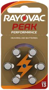 Rayovac Peak Performance 13 BL6 - Rayovcac hearing aid batteries can be ordered in large quantities at cheap prices from battery wholesale Bauer.