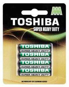 Buy TOSHIBA Super Heavy Duty R03 AAA BL4 wholesale zinc batteries from Bauer!