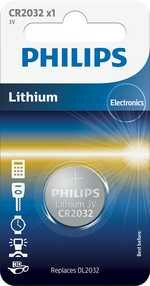 Philips Lithium CR2032 lithium coin cells are available in large quantities at battery wholesale Bauer.