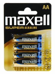 Order MAXELL Super Alkaline LR6 AA BL4 wholesale alkaline battery from Bauer!