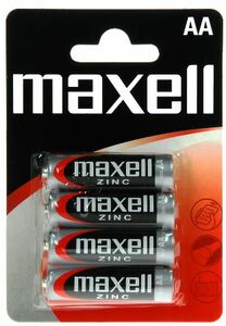 Order MAXELL Zinc Manganese R6 AA BL4 wholesale zinc battery from Bauer!