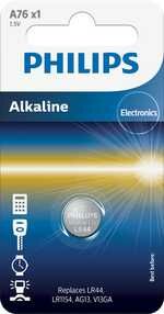 PHILIPS Alkaline A76/LR44 BL1 Alkaline Knopfzellen sind großen Mengen bei Batteriegroßhandel Bauer verfügbar.